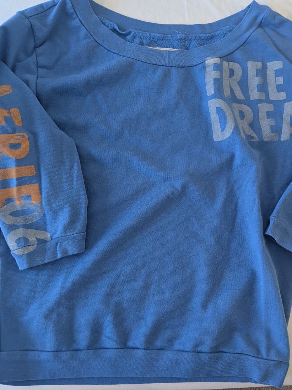 Blue Aerie 3/4 length "free to dream" logo sweatshirt - size XS
